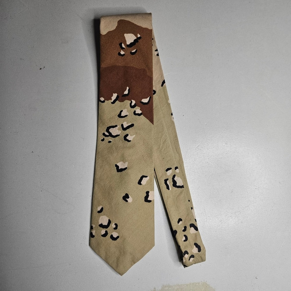 Vtg Ties of Honor Desert Storm Support Men Camo Cotton Necktie USA Made Military
